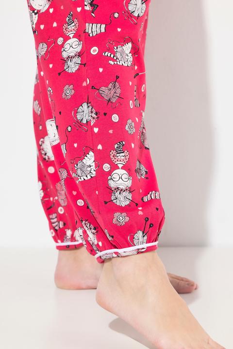 Image du produit Ulla Popken Pyjama avec col tunisien et manches longues, motif chats (50, 52)
