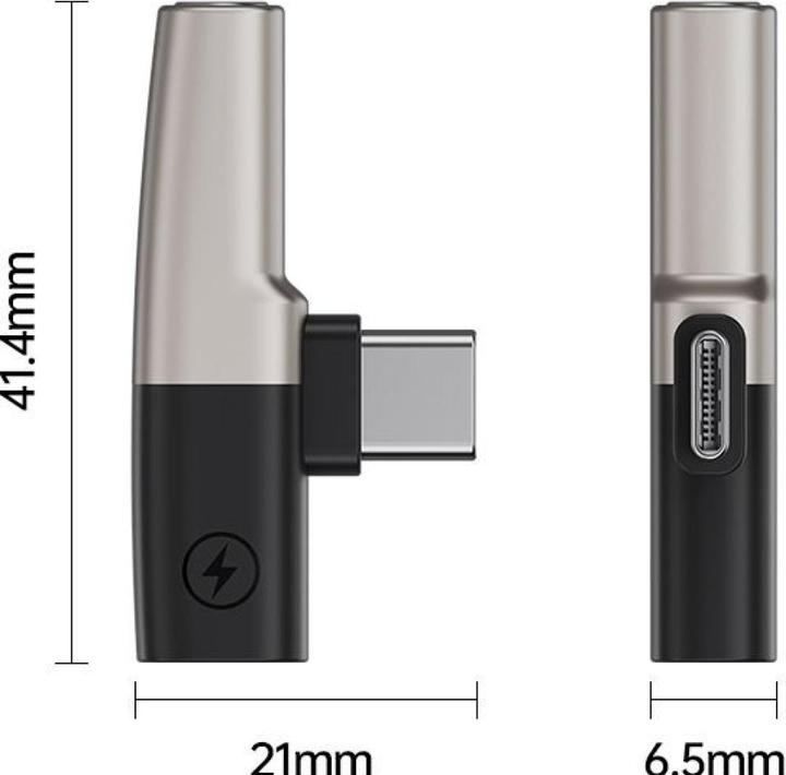 Actual product image PowerGuard 2-in-1 USB-C 3.5mm Headphone DAC Splitter & Charge