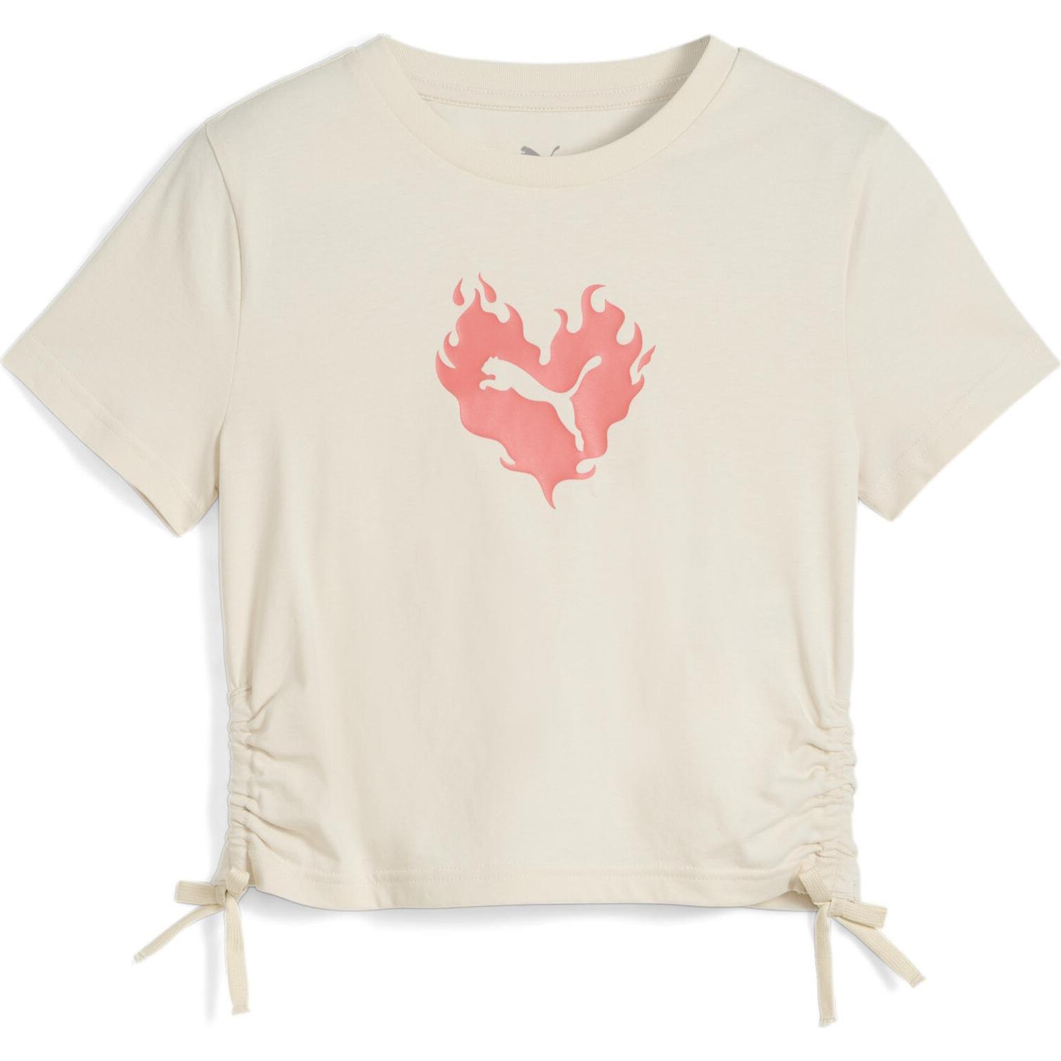 Puma, Mädchen, Sportshirt, FLAMING LOVE Knotted Tee G (140), Weiss, 140