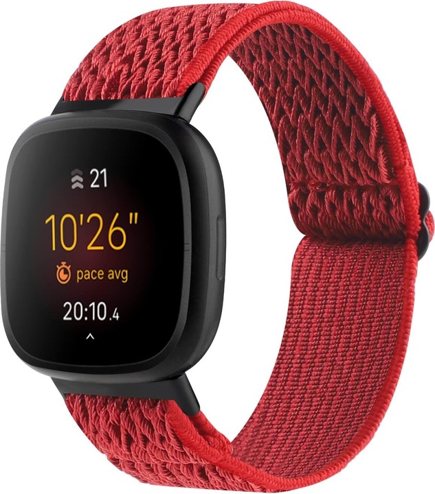 Cover-Discount Fitbit Versa 4 / Sense 2 - Nylon Ersatzarmband rot (Nylon, Versa 3, Sense)
