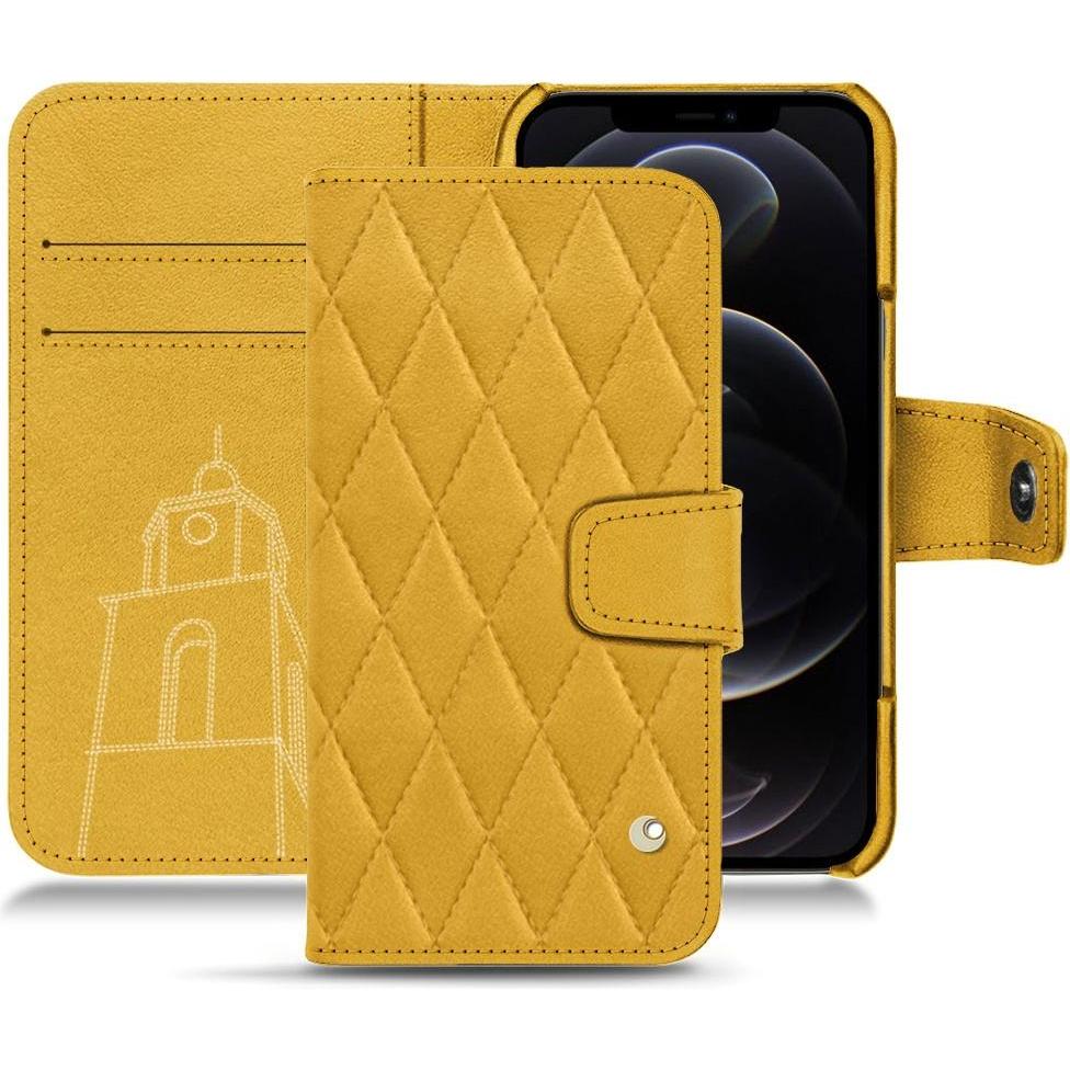 Noreve Lederschutzhülle Wallet (Apple iPhone 12 Pro Max), Smartphone Hülle, Gelb