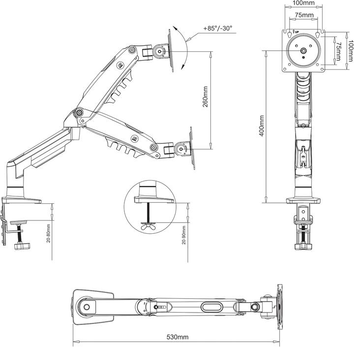Image du produit NB Uchwyt biurkowy na monitor 17" - 30" (F80B) (30", 9 kg)