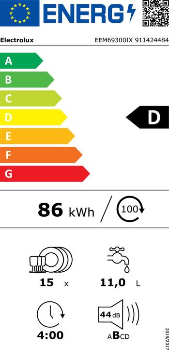 Label énergétique Electrolux LV INT EEM69300IX
