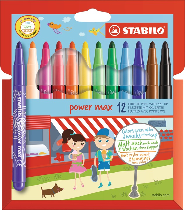 Produktbild STABILO power max Fasermaler (Mehrfarbig, 12 x)