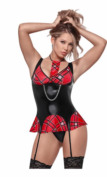 Actual product image Exposed Discipline Me Schoolgirl - Black / Red (S, M)