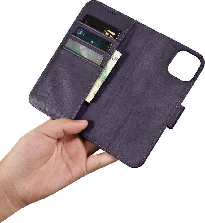 Actual product image iCarer Wallet Case 2in1 Cover iPhone 14 Plus Anti-RFID Leather Flip Case Dark Purple (WMI14220727-DP (Apple iPhone 14 Plus)