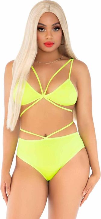 Actual product image Leg Avenue Top & Panties Yellow With Straps (One size)