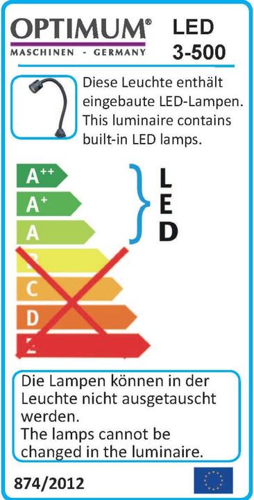 Energy Label Optimum LED machine lamp LED 3-500 (1100 lm)
