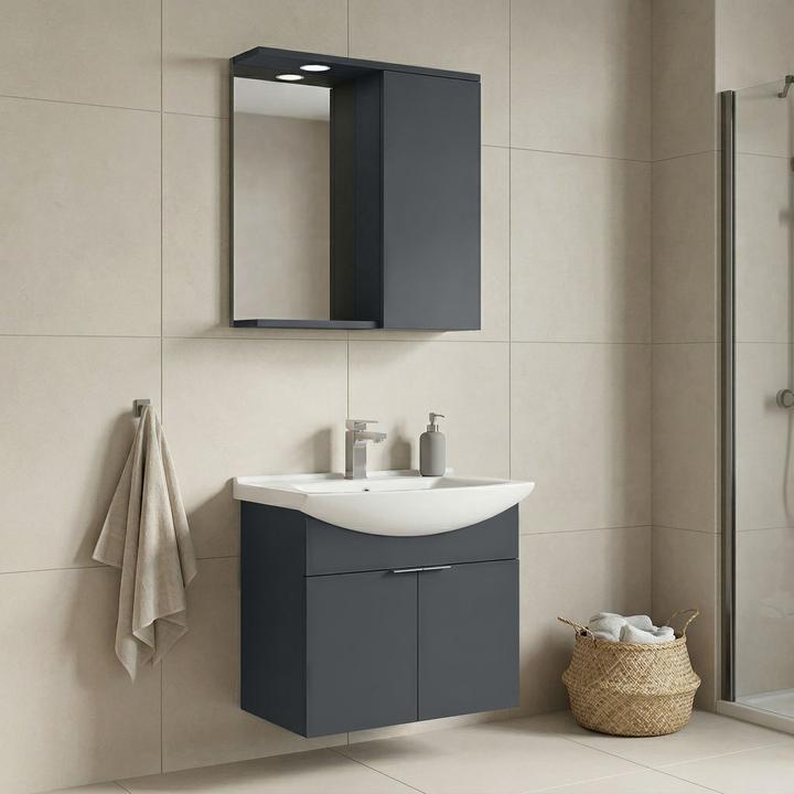 Produktbild Homitis Purus 65 Bathroom Cabinet With Sink & Mirror Set (2 Pieces)