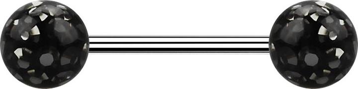 Actual product image Star Piercing Micro barbell silver with two balls black epoxy protective coating (Surgical steel 316L, without brass)