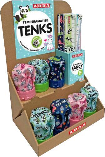 Arda Manueller mehrfarbiger Bleistiftspitzer mit Ständer, Tenks