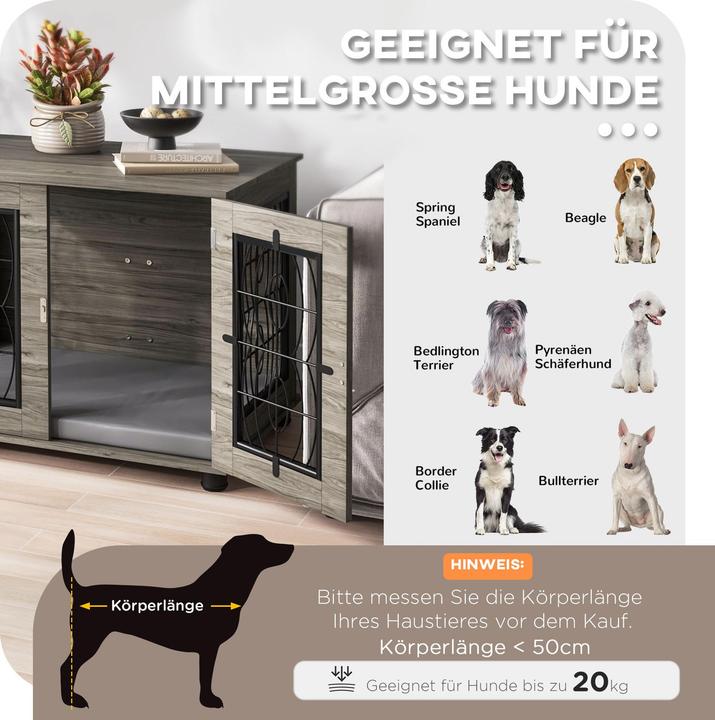 Produktbild PawHut Hundekäfig Spanplatte, Stahl Grau (Hundezwinger)