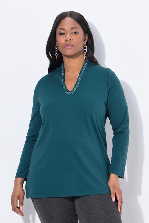Produktbild Ulla Popken Shirt, A-Linie, Kelchkragen, Langarm, Pima Cotton (58)