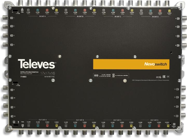Produktbild Televes Multischalter 43,20cm (17") 16 Guss NEVO kaskadierb.o.NT MS1716C (Multischalter)