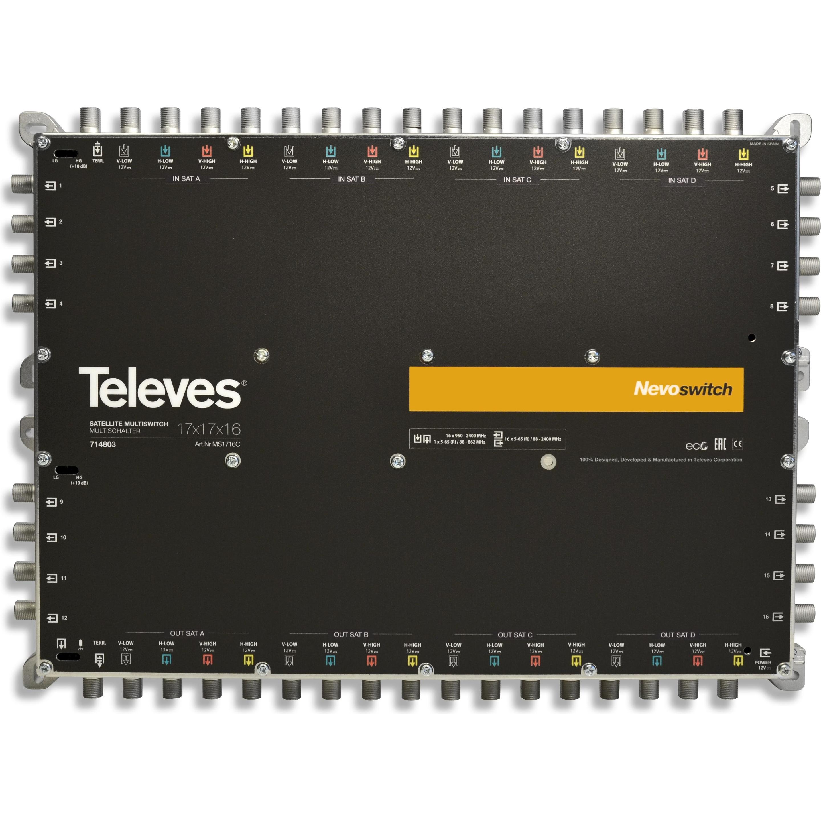 Televes Multischalter 43,20cm (17") 16 Guss NEVO kaskadierb.o.NT MS1716C, TV Zubehör