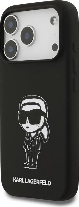 Actual product image Karl Lagerfeld - Silicone Sketch & Logo (KLHMP17LSKIGROK) - iPhone 17 Pro - Black Karl (Apple iPhone 17 Pro)