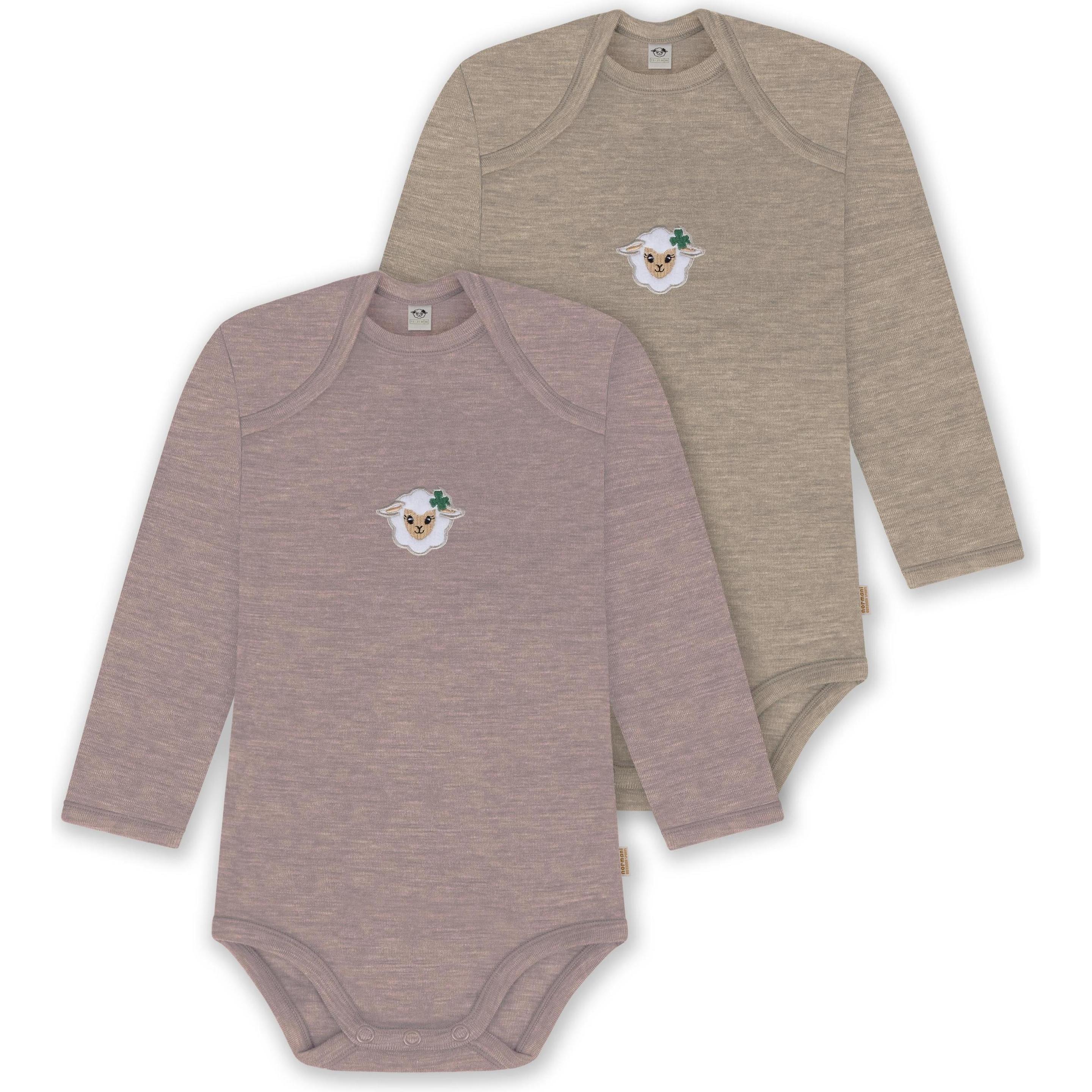 Normani, Herren, Body, 2er Pack Baby Merino Body Langarm „Auckland" - 9381, Rosa, (68)