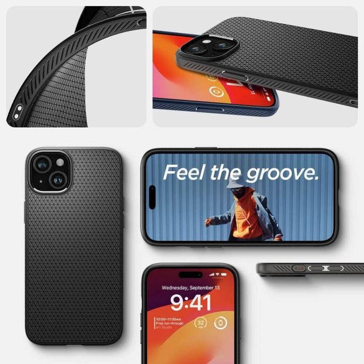 Actual product image Spigen Liquid Air iPhone 16 Plus czarny/matte black ACS08066 (Apple iPhone 16 Plus)