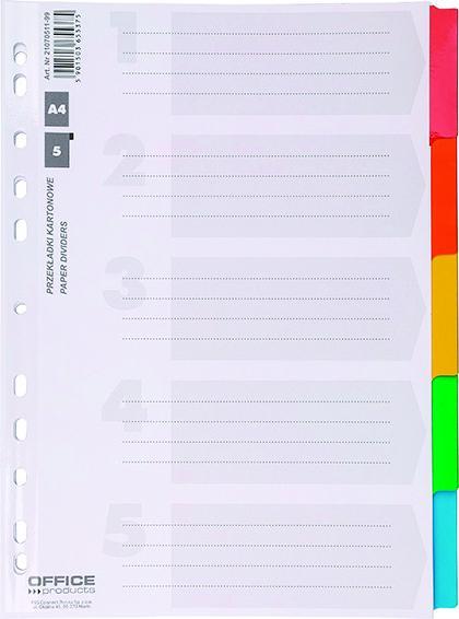 Actual product image Office Products Divider sheets, cardboard, a4, 223x297mm, 12pcs, assorted colours