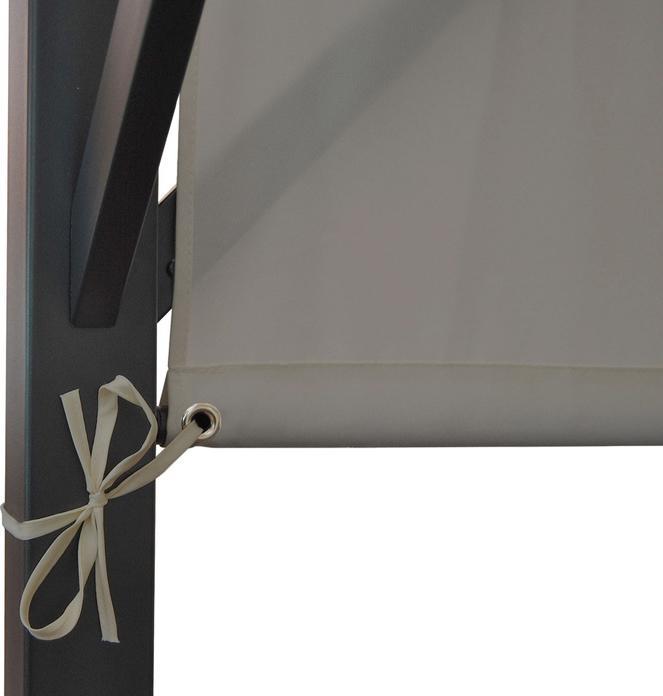 Produktbild Mendler Pergola Baia, Garten Pavillon Terrassenüberdachung, stabiles 6cm-Stahl-Gestell + Schiebedach taupe - (405 cm, 305 cm)