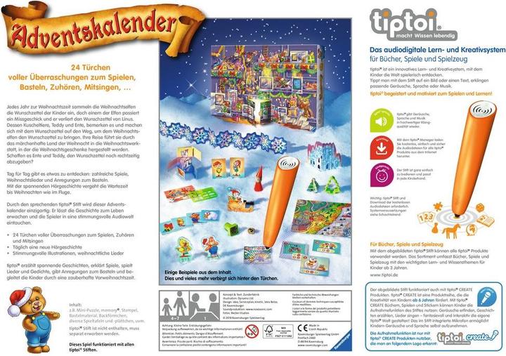 Produktbild Ravensburger tiptoi Adventskalender Weihnachtswerkstatt