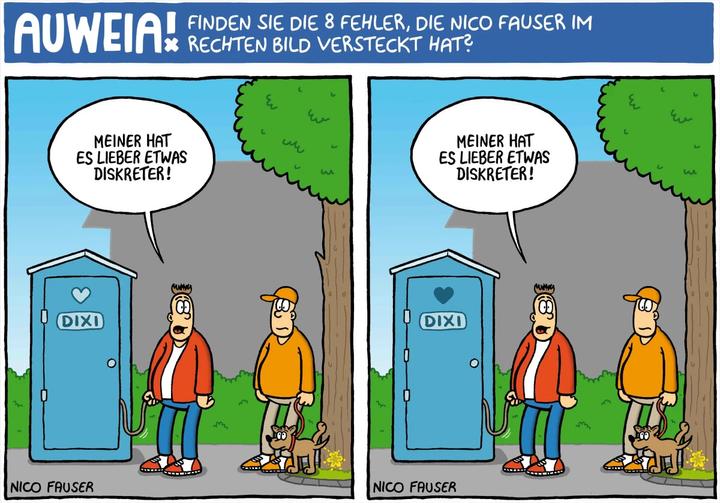 Finde den Fehler - Bildersuchrätsel mit Cartoons (Deutsch)