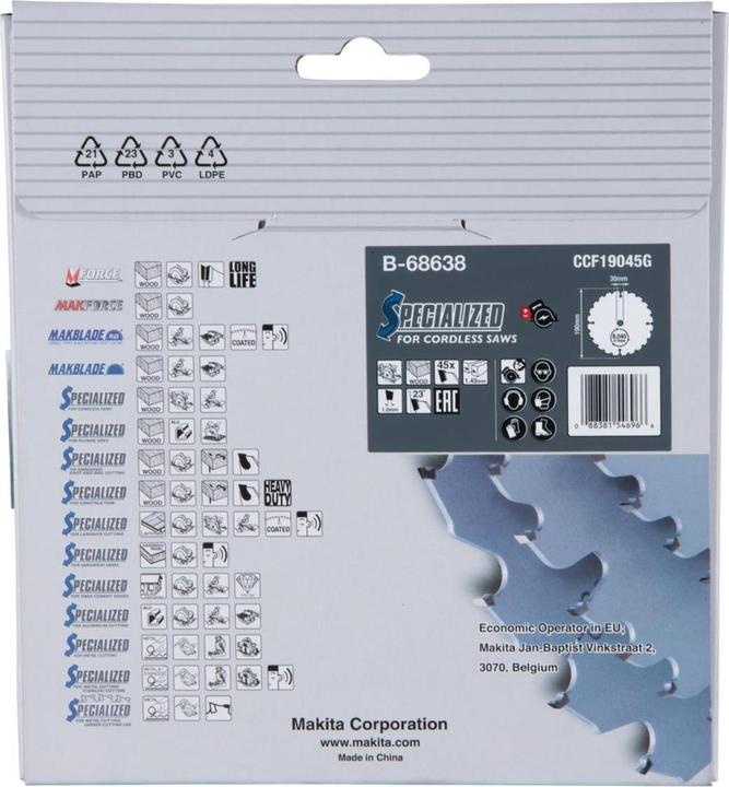 Productafbeelding Makita CCF19045G SPECIALIZED EFFICUT zaagblad 190 x 30 x 1,0 mm ( B-68638 ) 45 tanden voor hout