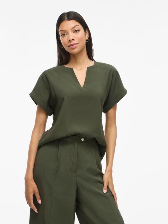 Produktbild Vila VIMARLEE Split Neck Oberteil mit kurzen Ärmeln (36)