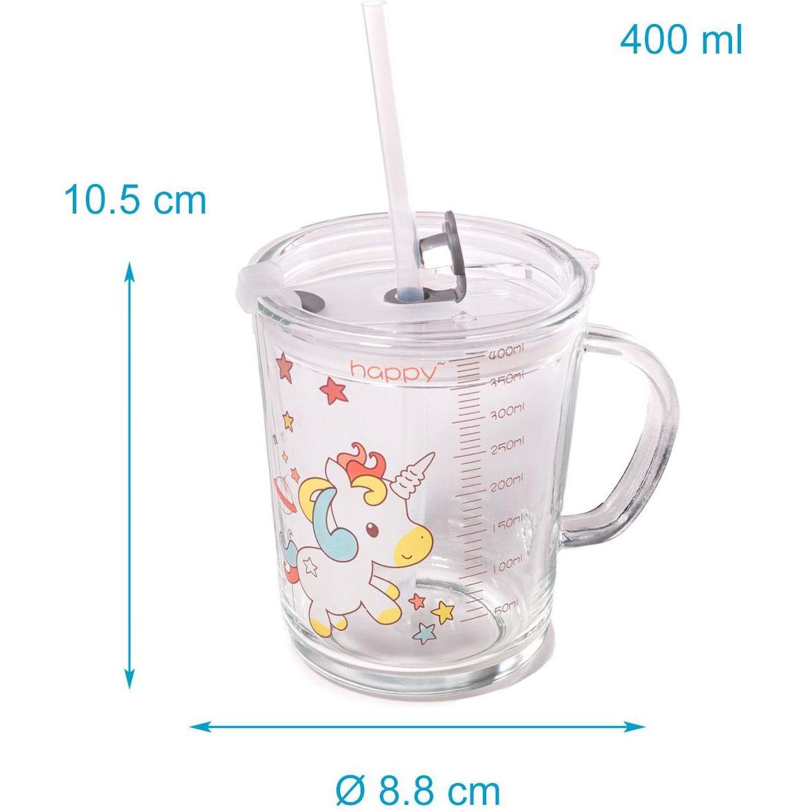 Thumbnail - Intirilife, Kindergeschirr + Kinderbesteck, Kinder Trinkbecher mit Deckel, Skala und Strohhalm