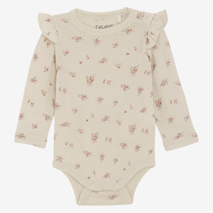 Immagine prodotto CeLaVi Body a maniche lunghe in lana merino con fiori di campo (50)