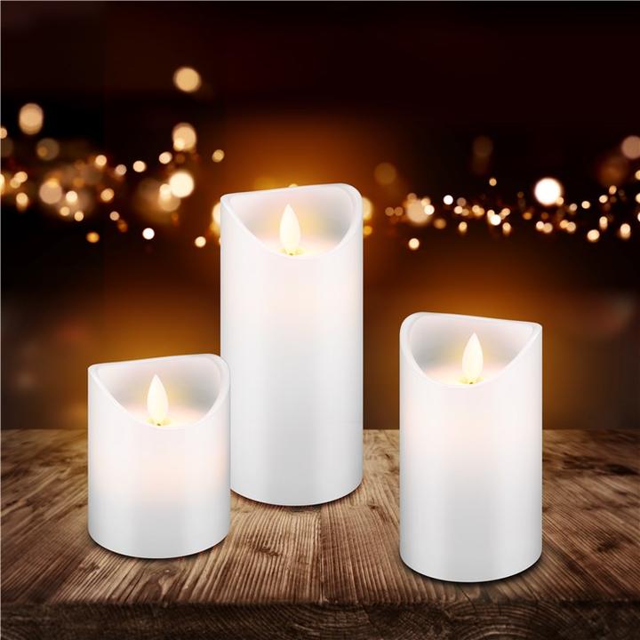 Productafbeelding Goobay LED Echte Wax Kaarsen Set van 3 Wit met Timer Functie (3 x)