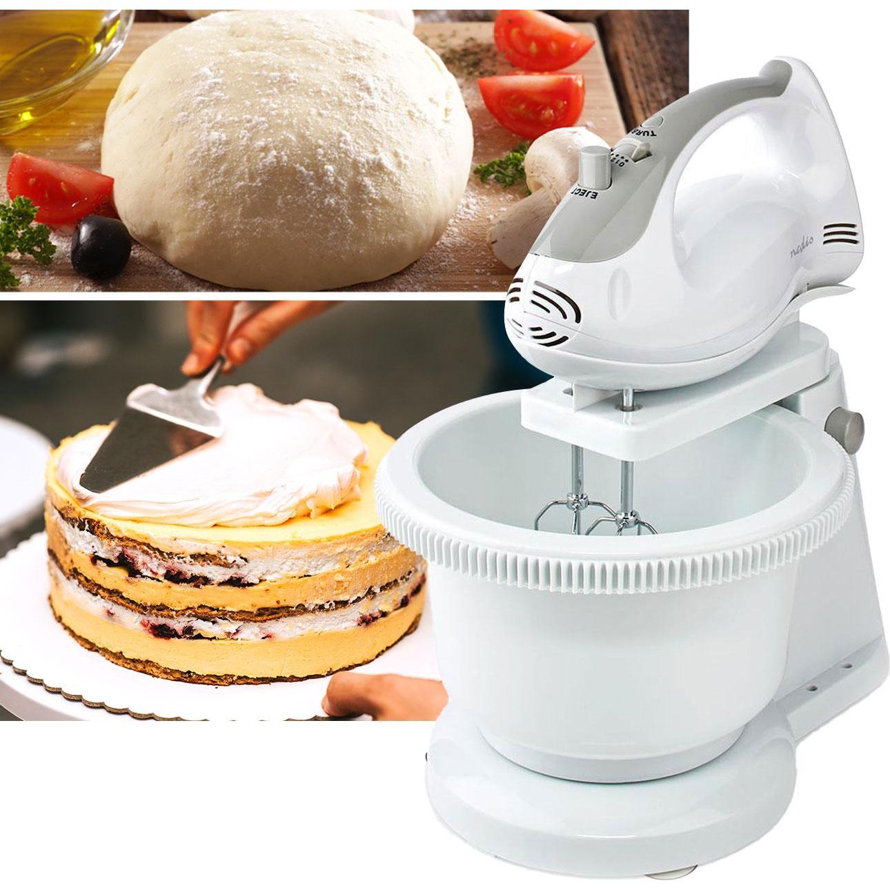Thumbnail - Nedis Handmixer 200 W 5 Geschindigkeitsstufen Turbofunktion Turning Bowl / 2 Knethaken / 2 Schlägel, Handmixer, Grau, We...
