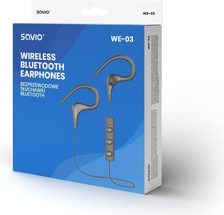 Produktbild Savio WE-03 Kabellose Bluetooth-Kopfhörer (keine Geräuschunterdrückung, 3 h, Kabellos)