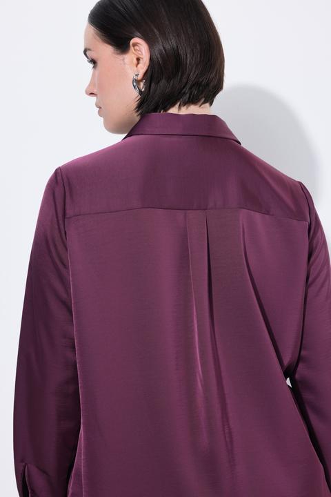 Immagine prodotto Ulla Popken Camicia in raso con retro più lungo, colletto da camicia e maniche lunghe (54)