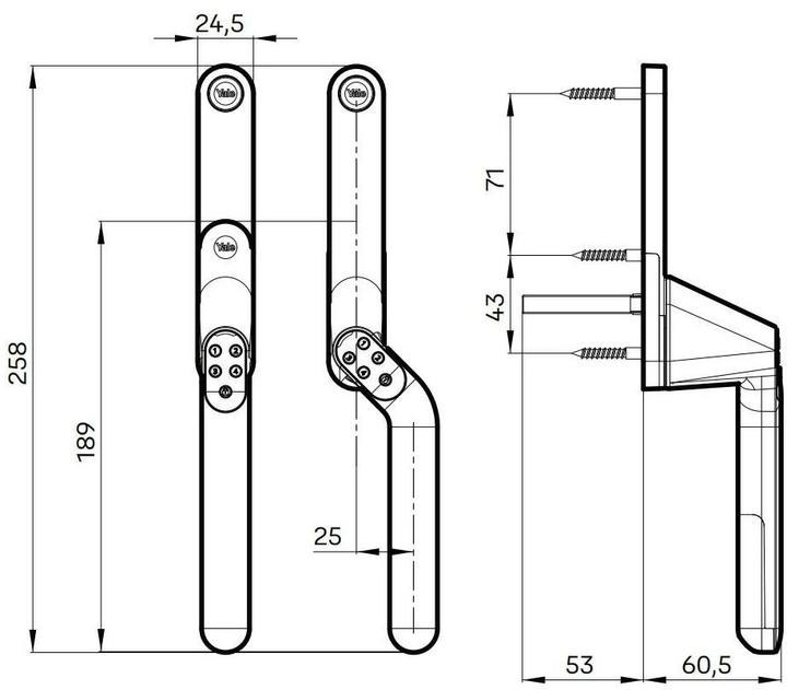 Produktbild Assa Abloy Schloss Code Handle Fenster, Satinchrom (Elektronische Zahlenkombination)