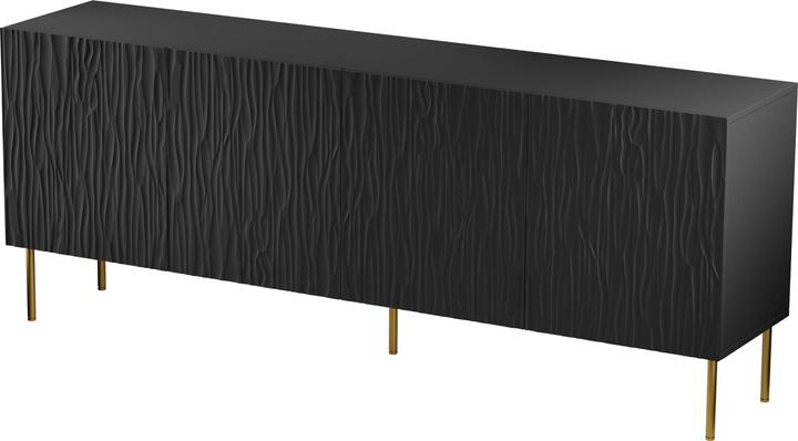 Actual product image Cama JUNGLE chest of drawers 190x40.5x74.5 black matt + golden legs (190 x 40.5 x 74.5 cm)