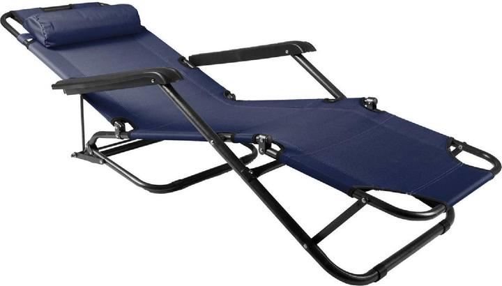 Actual product image VCM klappbare Sonnenliege Relaxliege Liegestuhl Navy Klappliege Stahl (155 cm)