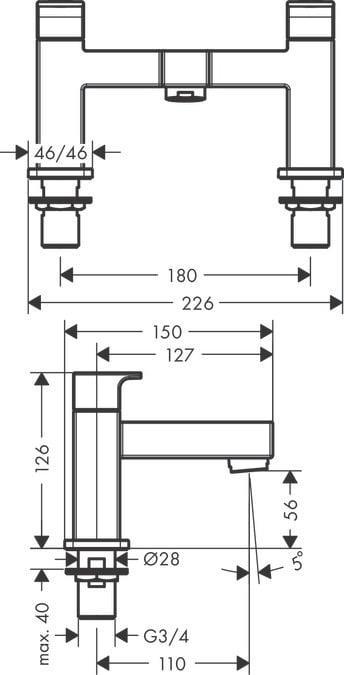 Actual product image hansgrohe Vernis Shape Single Lever On-Wall Bath Faucet