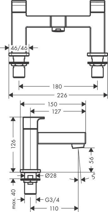 Actual product image hansgrohe Vernis Shape Single Lever On-Wall Bath Faucet