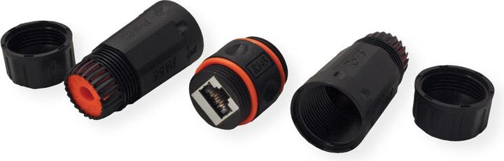 Produktbild Value RJ-45 Kupplung geschirmt, Kat.6A, Outdoor/Industrie, schwarz (Netzwerk Kupplung)