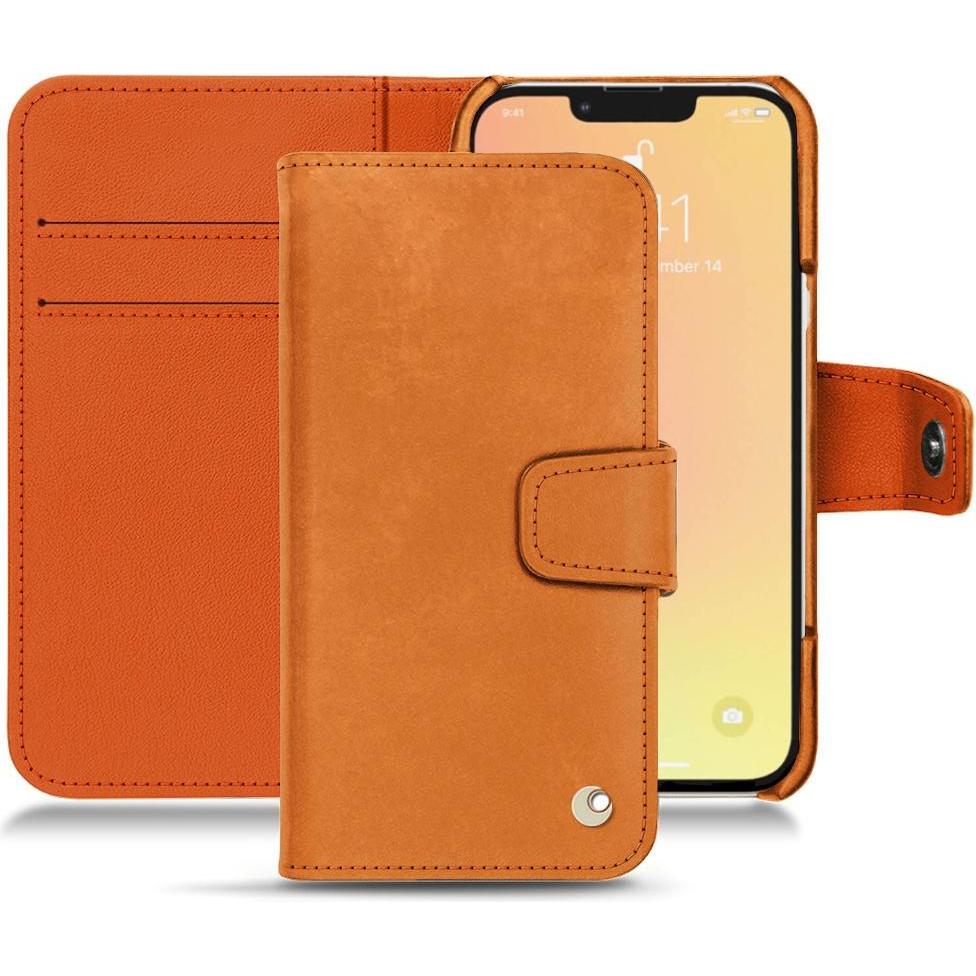 Noreve Lederschutzhülle Wallet (Apple iPhone 13 mini), Smartphone Hülle, Orange