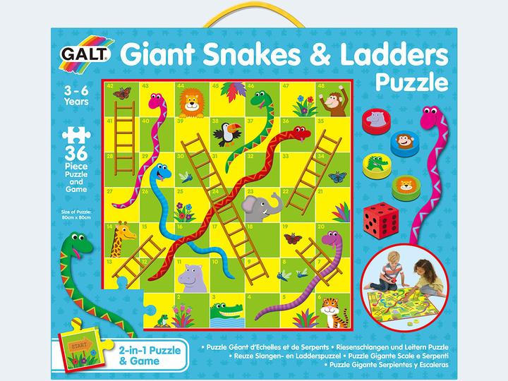 Productafbeelding Jumbo Galt Toys 1005044, Reuze Slangen en Ladders, Puzzel en Bordspel, Multi, Karton (36 onderdelen)