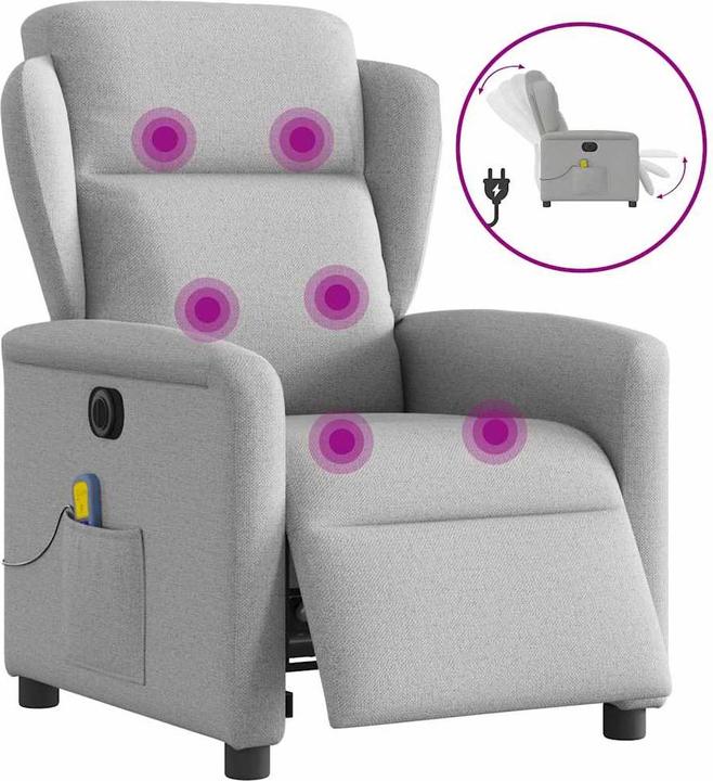 Immagine prodotto vidaXL Poltrona massaggiante elettrica in tessuto grigio nuvola