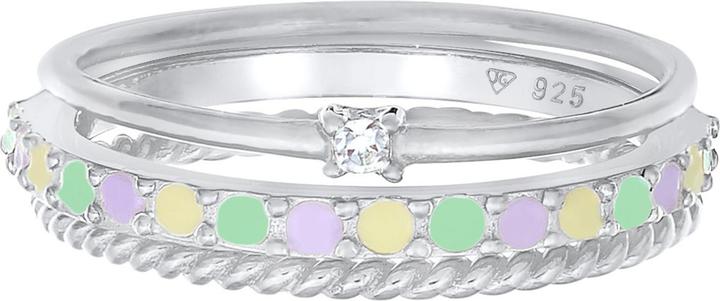 Produktbild Elli Ring Multi-Color Emaille Kristall 3er Set 925 Silber (64)