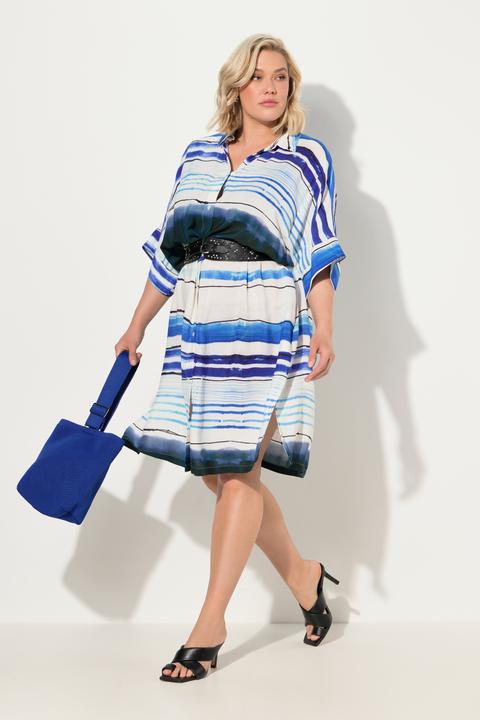 Actual product image Ulla Popken Oversized Striped Short Sleeve Shirt Dress (42, 44)