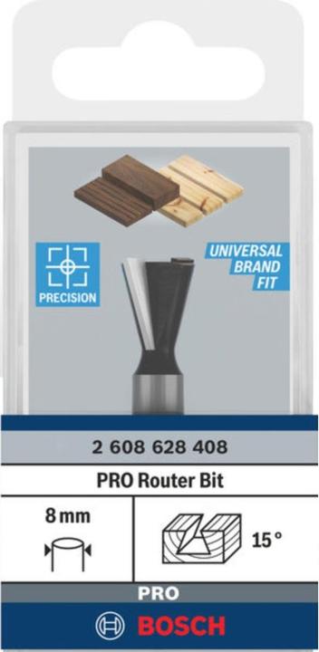 Produktbild Bosch Professional Zubehör Zinkenfräser, 8 mm, D1 14 mm, L 14 mm, G 55 mm, 15°