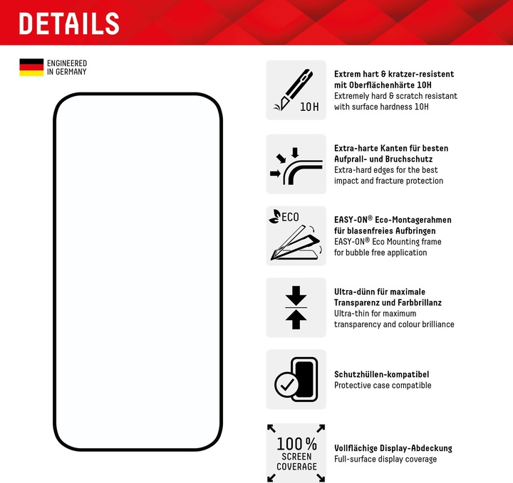 Produktbild Displex Real Glass, Full Cover Panzerglas (1 Stück, Apple iPhone 15 Plus, Apple iPhone 15 Pro Max)