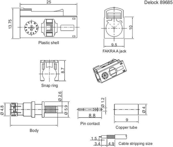 Produktbild Delock FAKRA A Buchse 25 mm