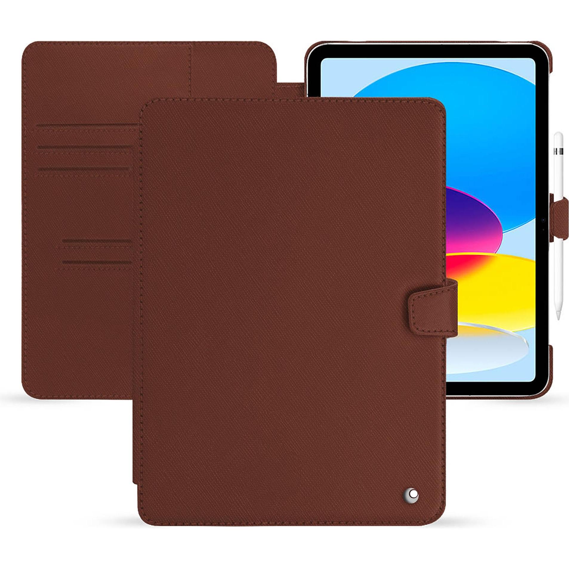 Noreve Lederschutzhülle Apple iPad (2022) (iPad 2022 (10. Gen)), Tablet Hülle, Braun