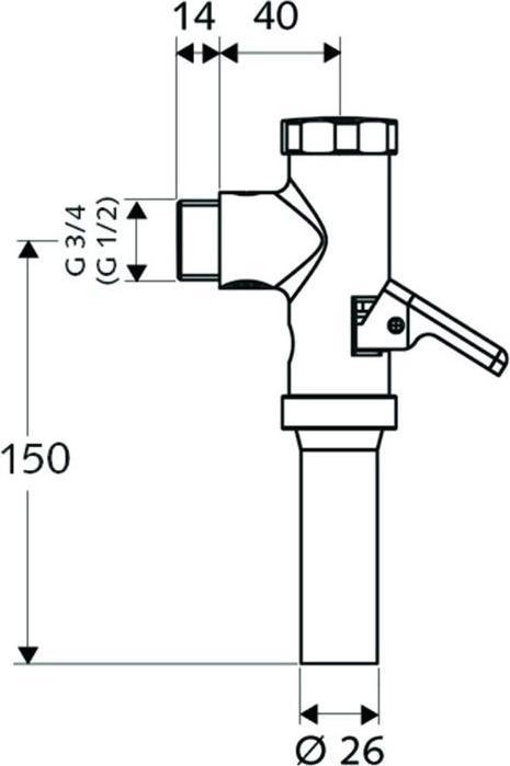 Image du produit Schell Rinceur de WC à pression OMAT avec levier, 1,0-1,3 l/s chrome